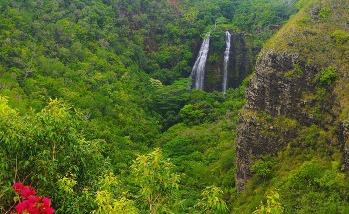 Kauai Opaekaa falls in distance