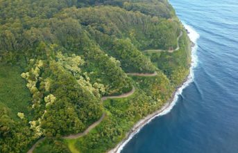 aerial view of road to hana tour road highway
