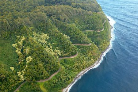 aerial view of road to hana tour road highway