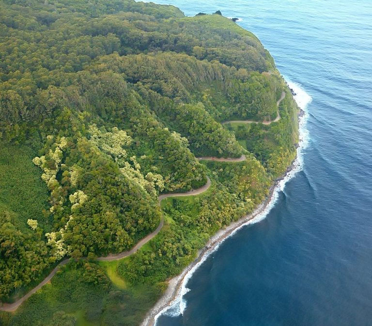 aerial view of road to hana tour road highway