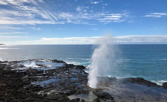 water shooting out of spouting horn on kauai