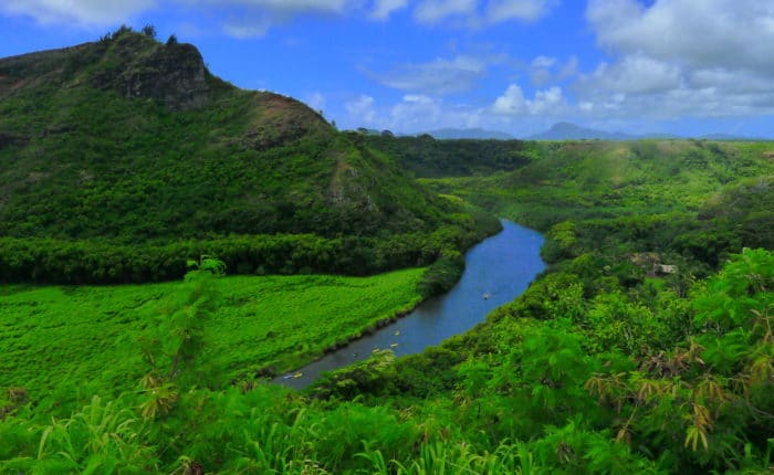 Wailua River - green valley and river