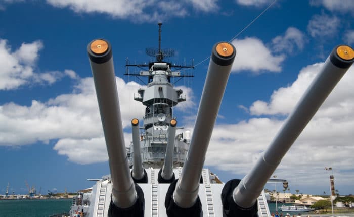 deck of uss battleship missouri
