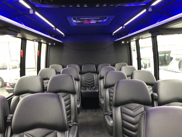 black leather shuttle bus interior - hawaii charter bus