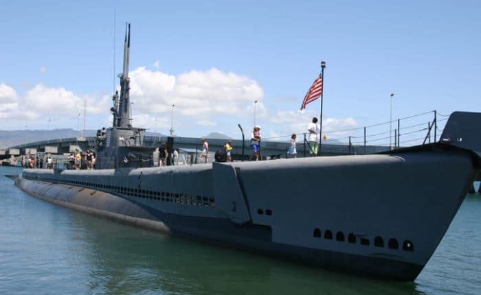 USS Bowfin (SS287) in dock at Pearl Harbor, Oahu, Hawaii